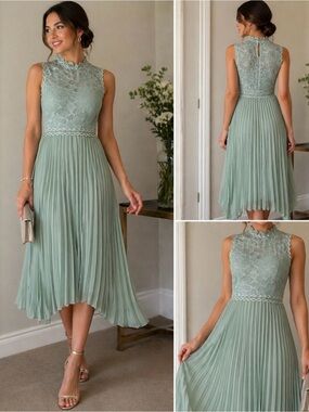 sage green and white wedding dress Final Sale Luxury Crystal 3D Leaves Sage Green Evening Dress with Cape SS449 main image 0